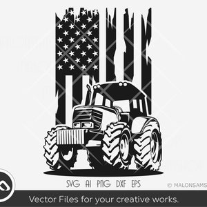 Tractor SVG USA flag - tractor svg, farm tractor svg, us tractor svg, files for cricut, tractor png, dxf, silhouette