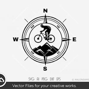 Mountain bike Compass SVG file, bike svg, mountain biking svg, mtb svg, biking svg, downhill svg, clipart, png, cut file