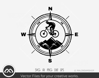 Mountain bike Compass SVG file, bike svg, mountain biking svg, mtb svg, biking svg, downhill svg, clipart, png, cut file