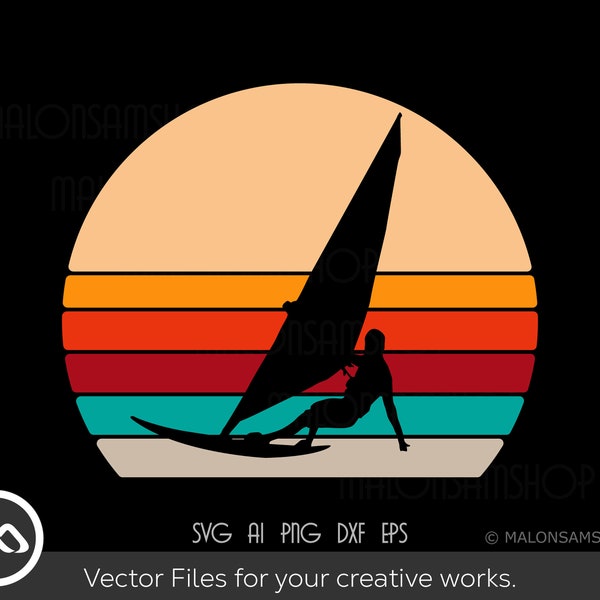 Windsurfing SVG Surfing Retro - windsurfing svg, water sports, surfboard, surfing, dxf, png