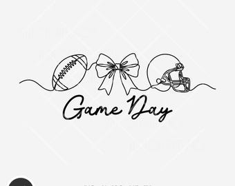 Game Day SVG | Football Svg | Game Day Shirt Design | Football Helmet Bow SVG | Cricut Cut File | Silhouette PNG DxF | Instant Download