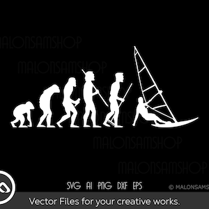 Windsurfing SVG Evolution - windsurfing svg, sporty wodne, deska surfingowa, surfing, sylwetka, dxf, png
