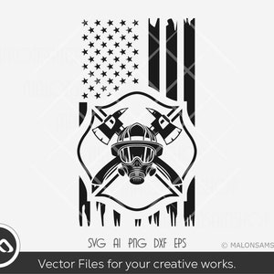 Firefighter SVG Us flag fireman - firefighter svg, fireman svg, fire department svg, dxf eps png, svg files for cricut