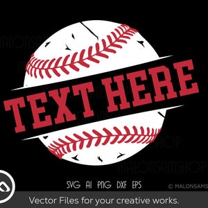 Baseball Clipart SVG PNG DxF EPS Ai Editable Text Design for Cricut Silhouette Sublimation Custom Sports Team Shirt Decal Digital File