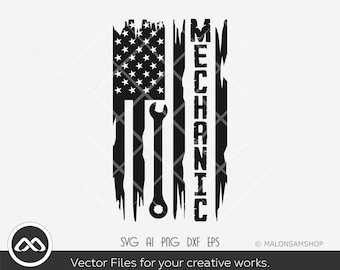 Mechanic SVG file US flag - mechanic svg, tools svg, wrench svg, png, sublimation download, cut file