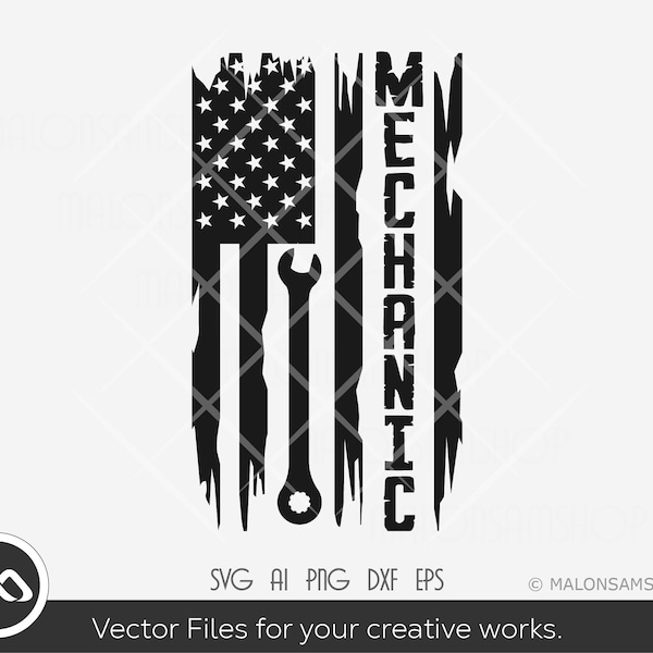 Mechanic SVG file US flag - mechanic svg, tools svg, wrench svg, png, sublimation download, cut file