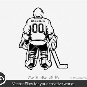 Torhüter SVG, Eishockey Spieler SVG, Torhüter Clipart, Hockeyspieler-Datei, Silhouette für Cricut | Datei: Png, Dxf, Eps