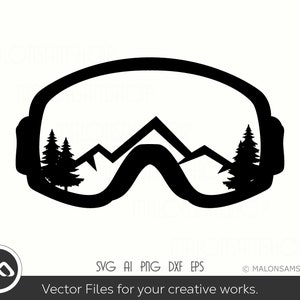 Ski SVG Goggle nature - ski svg, snowboarding svg, skiing svg, winter svg, dxf, png for lovers
