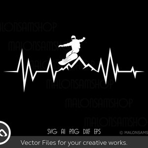 Snowboard SVG Heartbeat - snowboarding svg, snowboard svg for lovers
