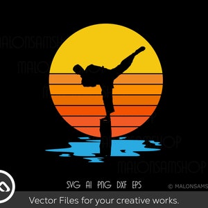 Retro Karate SVG Karate Sunset - karate svg, martial arts svg, taekwondo svg, dxf, png
