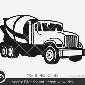 concrete truck SVG Silhouette - construction svg, cement mixer truck svg, dxf, png, clipart, cut file