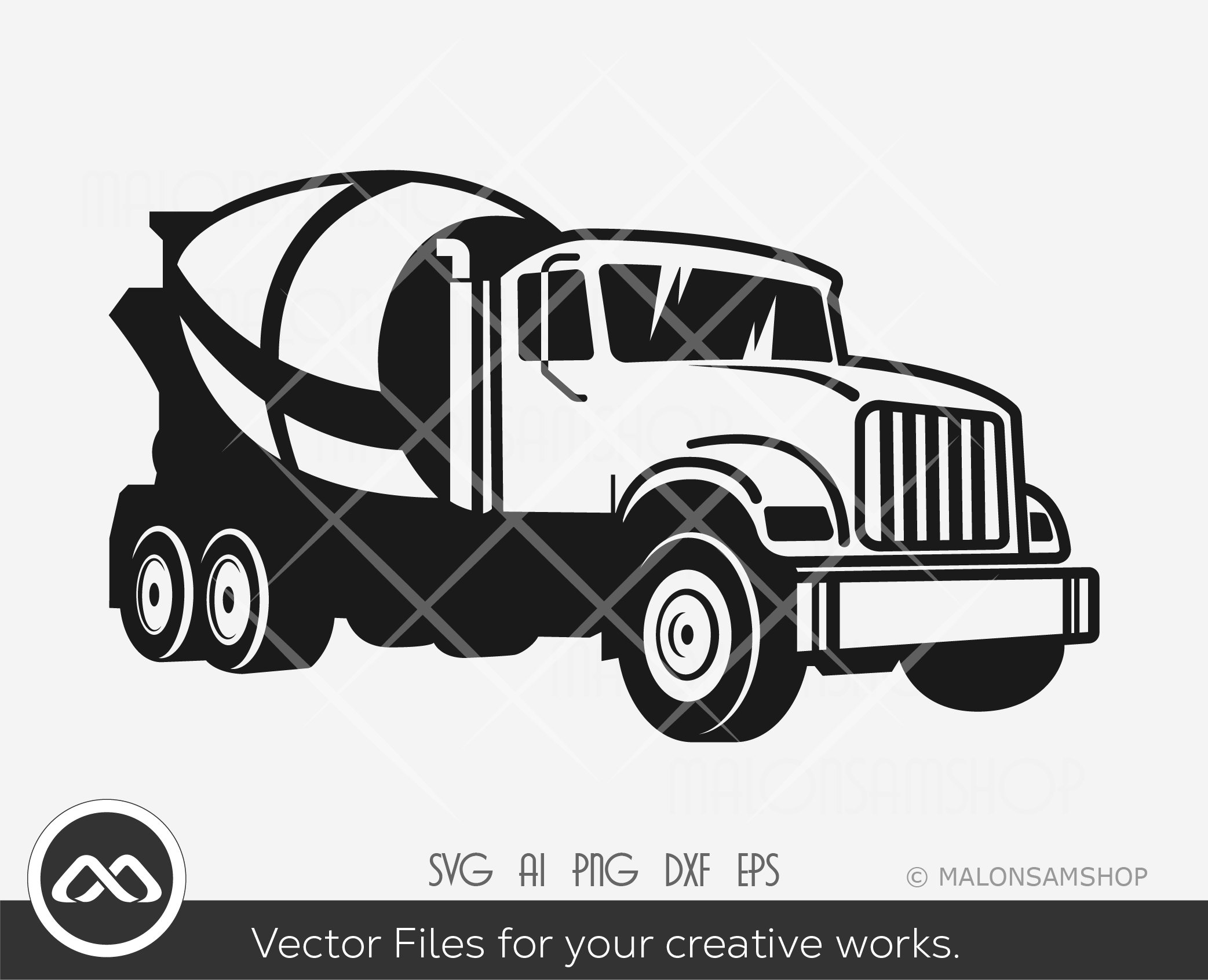 Concrete Truck SVG Silhouette Construction Svg, Cement Mixer Truck Svg