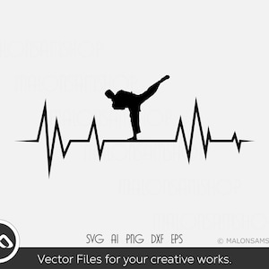 Karate SVG Heartbeat - karate svg, martial arts svg, taekwondo svg, dxf, png for lovers