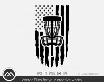 Disc Golf SVG American Flag - disc golf svg, disc golf, golf svg, disc golf cricut, frisbee svg, dxf, png