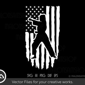 Karate Girl SVG American Flag - karate svg, martial arts svg, taekwondo svg, dxf, png