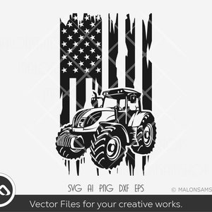 Fram Tractor SVG Us flag - tractor svg, farming svg, tractor cut file, us tractor svg, png, cricut file