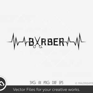 Barber SVG Heartbeat - barber svg, barber clipart, hair stylist svg, barbershop svg, dxf, eps, cut file, png