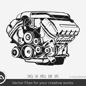 Truck Engine SVG Illustration - Car engine svg, engine png, car engine clipart, png, cut file, sublimation prints, digital download
