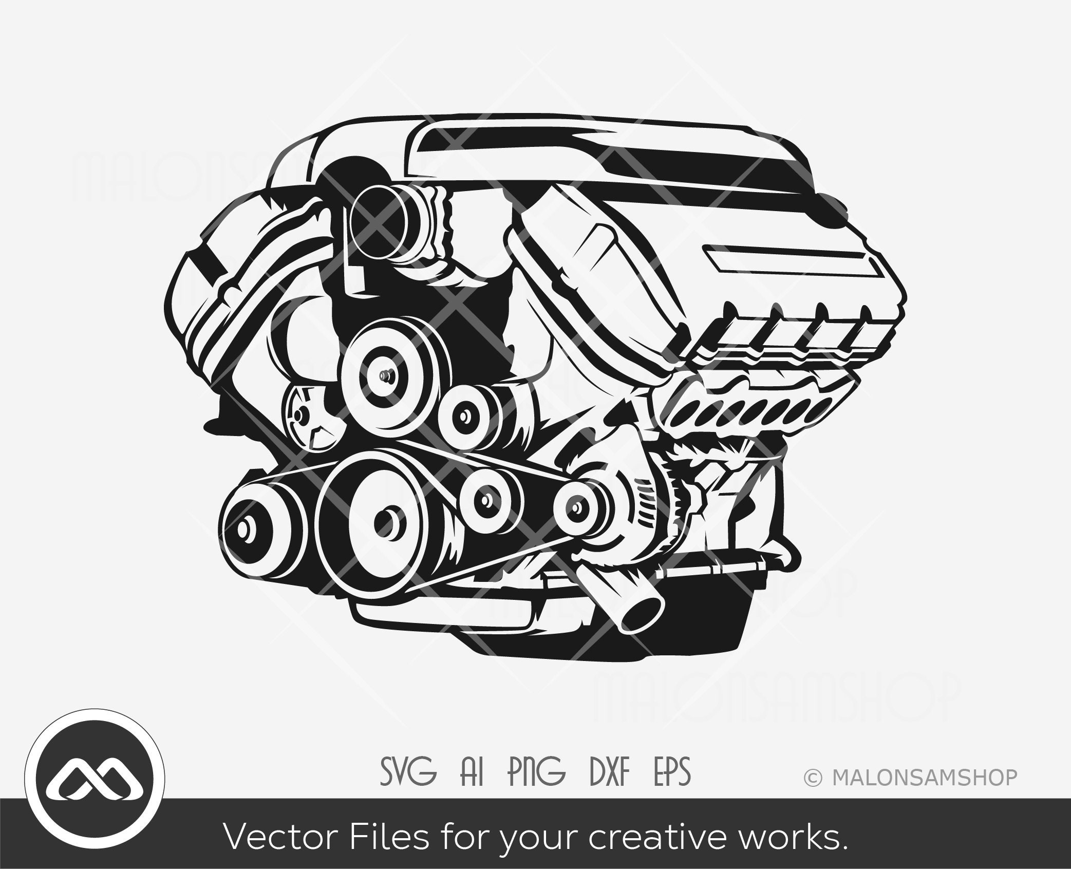 Truck Engine SVG Illustration Car Engine Svg, Engine Png, Car