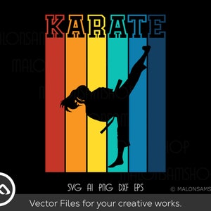 Retro Karate SVG Girl - karate svg, martial arts svg, taekwondo svg, karate mom svg, dxf, png