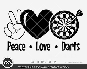 Darts Peace love darts - darts svg, dart board svg, silhouette, target svg, dart clipart, dxf, eps, cut file, png