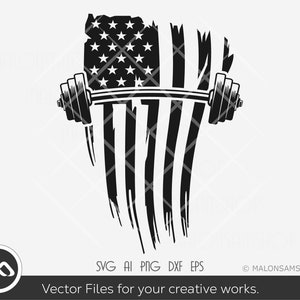 Barbell SVG Us flag - workout svg, barbell svg, exercise svg, fitness svg, dxf eps png for lovers