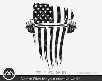 Barbell SVG Us flag - workout svg, barbell svg, exercise svg, fitness svg, dxf eps png for lovers