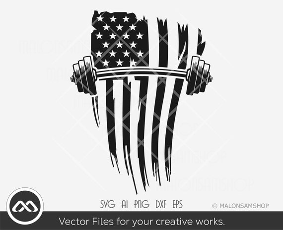 Barbell SVG Us flag - workout svg, barbell svg, exercise svg, fitness svg, dxf eps png for lovers