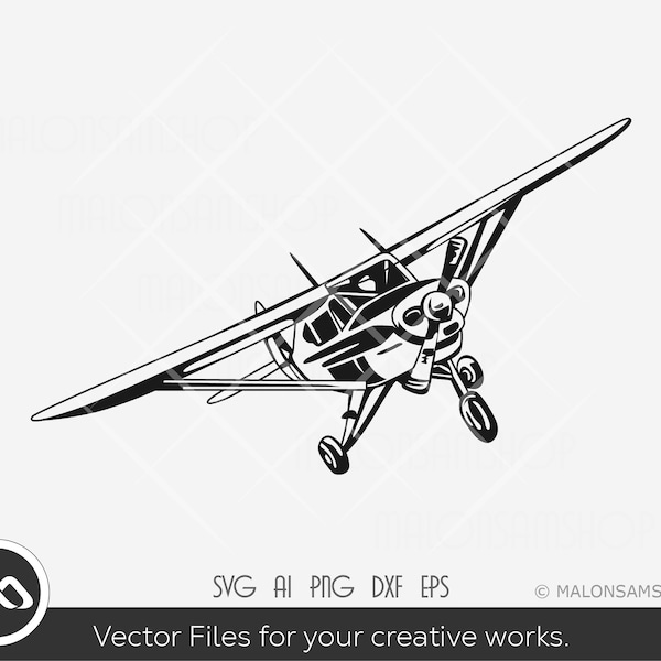 Small Plane SVG Stencil - Airplane svg, airplane pilot svg, airplane clipart, airplane png, dxf, eps