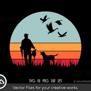 Gänse Jagd SVG Fliegende Gans Jagd mit Hund - Enten jagd svg, Jagd svg, Jagd Schneidedatei