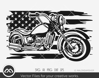 Motocicleta SVG US flag - motocicleta svg, clipart, biker svg, carreras svg, clipart, png, archivo de corte