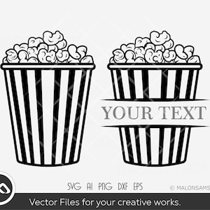 Popcorn SVG Customized name - pop corn svg, popcorn boxes, cut file for cricut, CNC, Vinyl cutting, laser, dxf eps