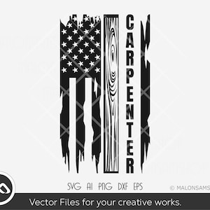 Carpenter SVG US flag - carpenter svg, builder svg, handyman svg, woodworking svg, carpentry svg, cut file