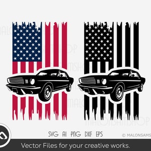 Car SVG American Flag #1 - car svg, vintage car svg, retro car svg, old car svg, sports car svg Digital Files