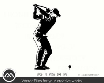 Golfer SVG Silhouette- golf svg, golfing svg, golfer svg, golf clipart, golf vector, dxf, png