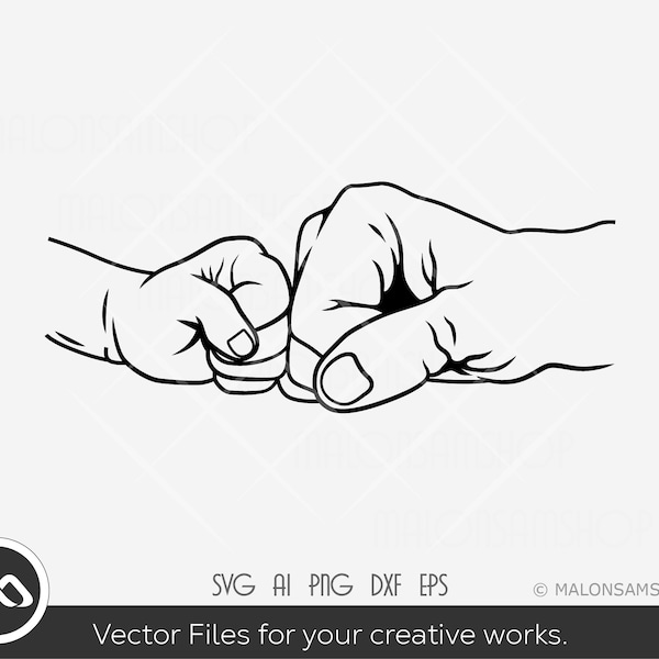 Fist Bump SVG file, Father and son svg, fist bump clipart, fist bump cutfile, dxf, eps, svg for shirts