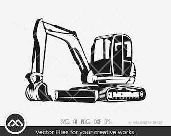 Excavator SVG Mini - excavator svg, excavator clipart, backhoe svg, heavy equipment svg, clipart, png, dxf