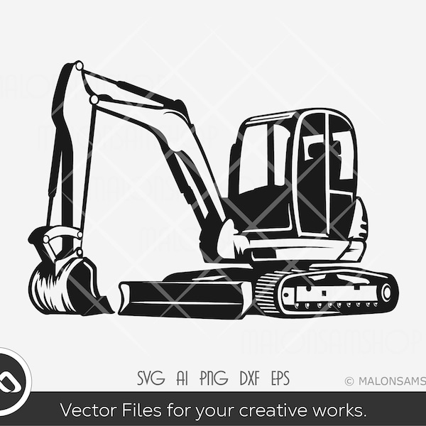 Excavator SVG Mini - excavator svg, excavator clipart, backhoe svg, heavy equipment svg, clipart, png, dxf
