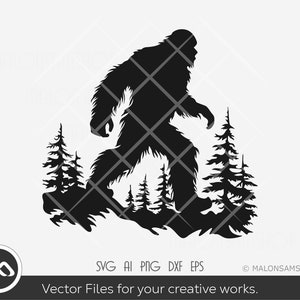 Bigfoot SVG Bigfoot in forest - Big foot svg, bigfoot png, bigfoot walking clipart, cut file, dxf eps