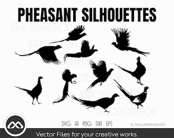 Hunting SVG - Pheasant Silhouette Bundle - Pheasant Hunting svg, hunting svg, hunter svg, hunting clipart, Pheasant svg, Cut file