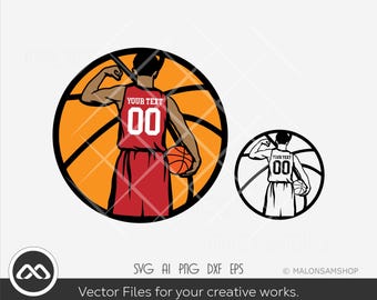 Basketball Spieler SVG, personalisierter Name, Basketball-Svg, Basketball-Png, Basketball Team, Laser geschnitten Dateien, Png, Dxf, cnc