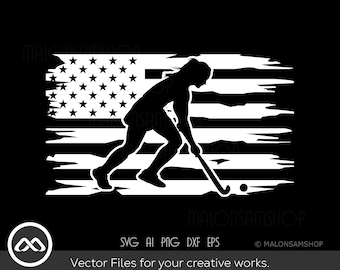 Field Hockey Mom SVG Us flag - field hockey silhouette, clipart, png, dxf, cut file for hockey lovers