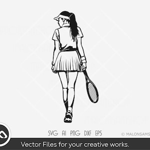 Tennis Player Svg File | Girl Rear Svg| Tennis Png | Tennis Mom | Lawn Tennis Svg | Cricut Cutting Files