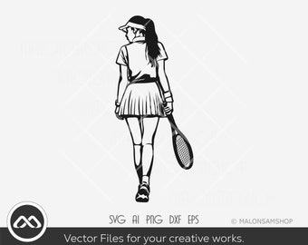 Tennis Player Svg File | Girl Rear Svg| Tennis Png | Tennis Mom | Lawn Tennis Svg | Cricut Cutting Files