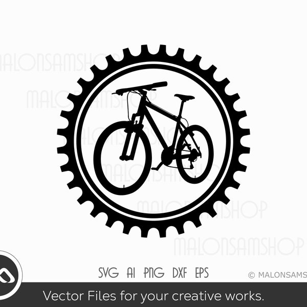 Mountain Bike SVG Chainring with bike - mountain bike svg, cycling svg, bicycle svg, mountain biking svg, mtb svg