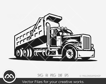 Dump truck SVG Silhouette - truck svg, dump truck clipart, construction svg, dxf, eps, cut file, png