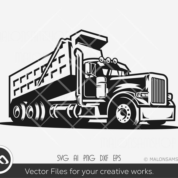 Dump truck SVG Silhouette - truck svg, dump truck clipart, construction svg, dxf, eps, cut file, png