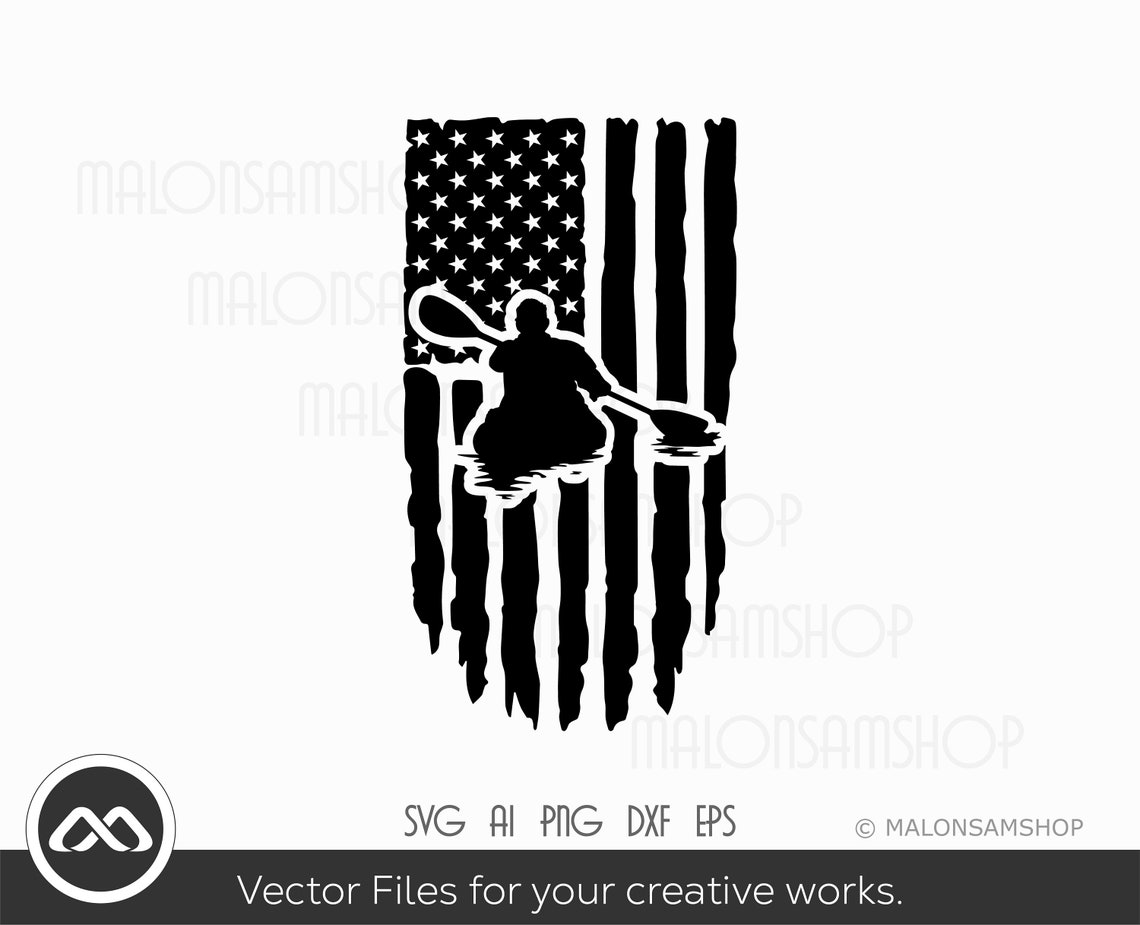 Kayak SVG American Flag Kayak Svg Kayaking Svg Canoe Svg Etsy