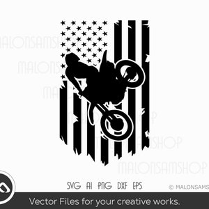 Motorcross SVG American Flag - motorfiets svg, motor svg, biker svg, motorfiets clipart, biker schedel svg, Amerikaanse vlag biker voor liefhebbers