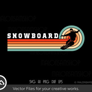 Snowboard SVG Retro - Snowboard svg, snowboard svg, snowboarder svg, silhouette, png, cut file, clipart